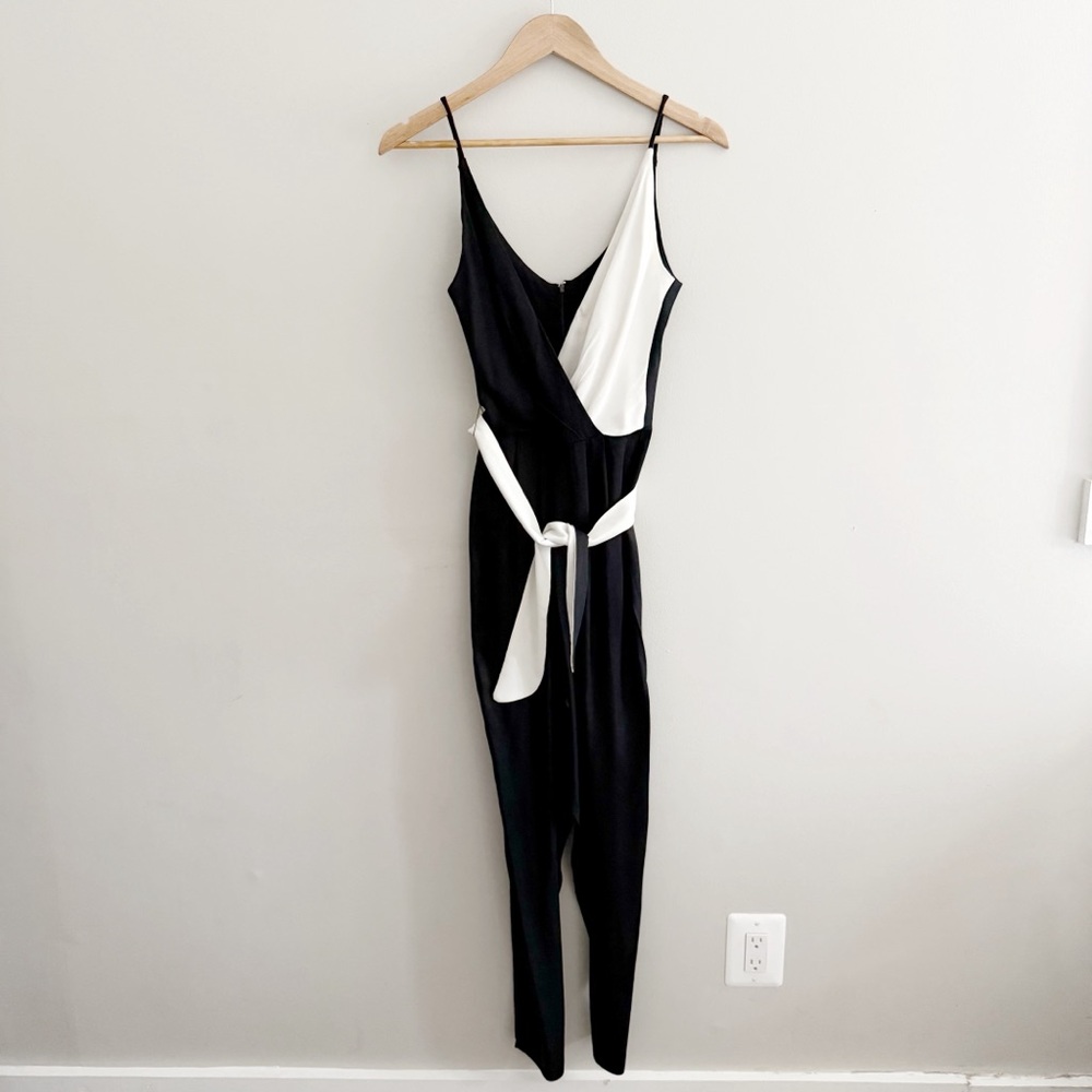 Vintage 90s Color-block Black and White Jumpsuit